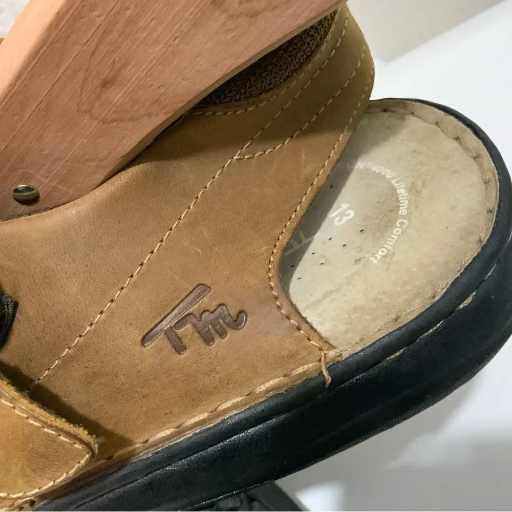 Thom McAn Men’s Size 13 Brown Open Toe Buckle Sandals Upper Leather